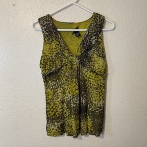 Vintage Y2K New York & Company Green Sleeveless Top Babydoll Tank Size Medium